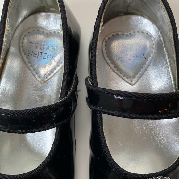 Stuart Weitzman Black Faux Patent Leather Circus Sequin Flower Baby Shoes sz 4 - Picture 6 of 7